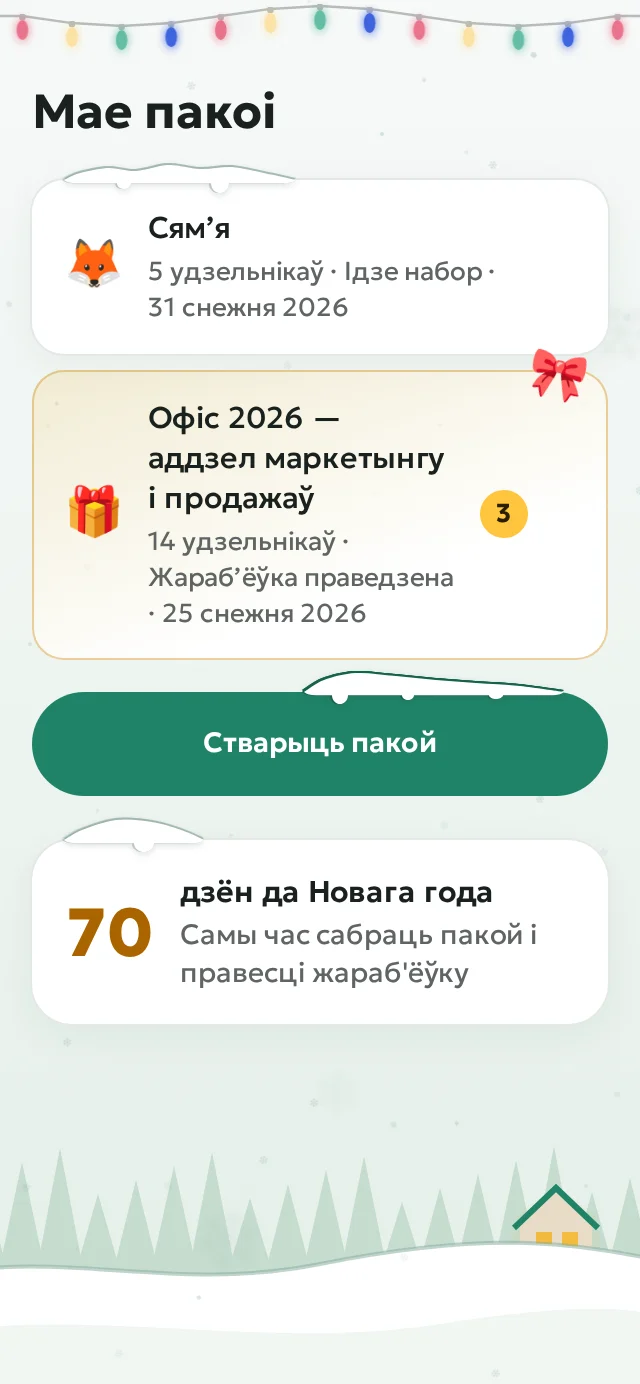 Спіс пакояў: сям’я, сябры, офіс