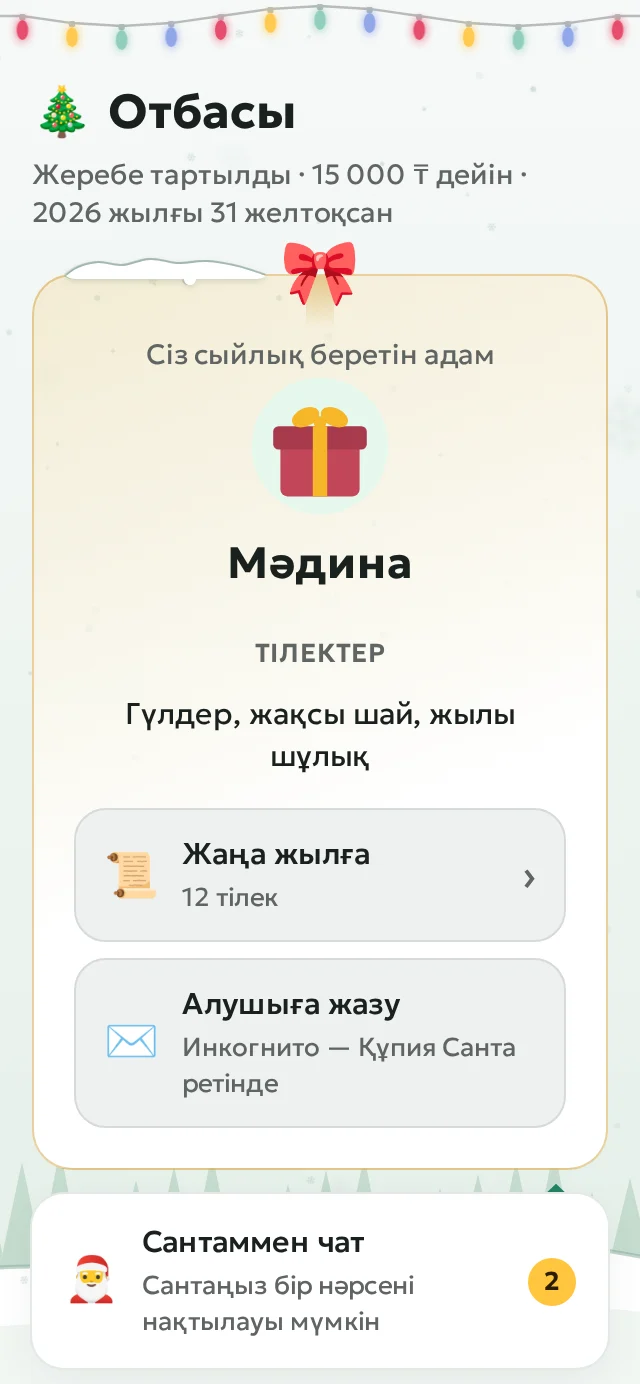 Жеребеден кейінгі бөлме: сіз сыйлық беретін адам, оның тілектері мен вишлисті