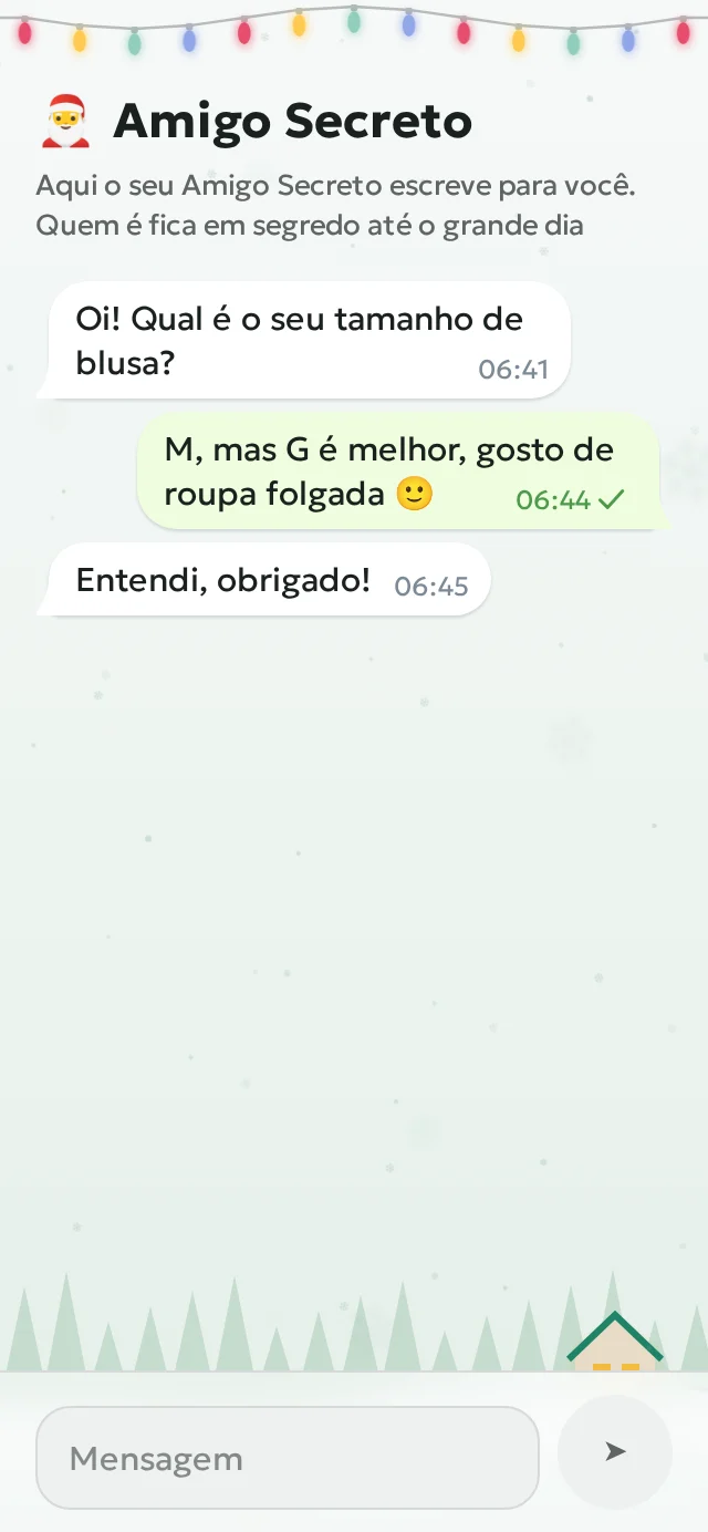 Chat anônimo: o Amigo Secreto pergunta e a pessoa responde